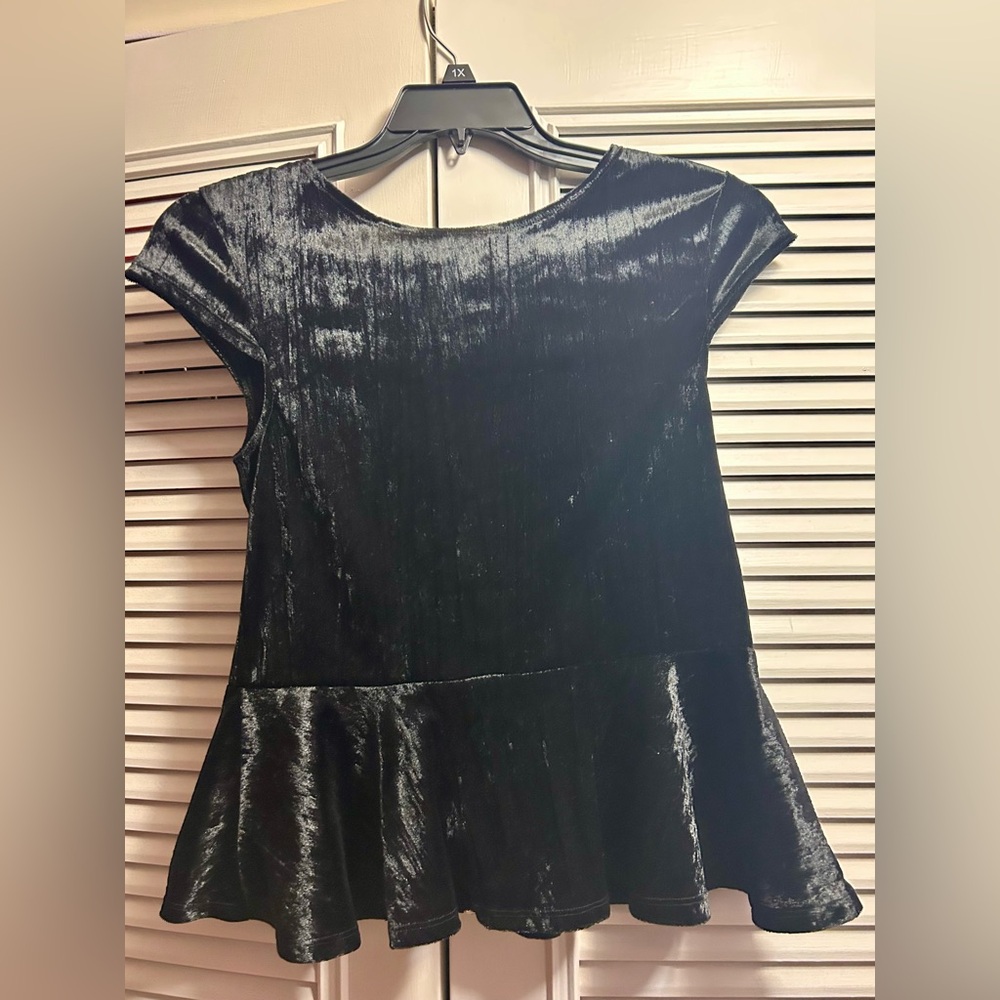 Women’s Black Velvet Peplum Top